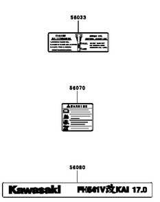 Kawasaki Fh541v-Cs25 Label Diagram and Parts List for H1748 55AI4HPS050-WAM Cub Cadet Lawn Mower